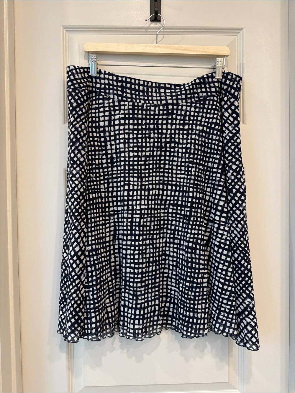 Navy White Printed A-Line Women’s Skirt